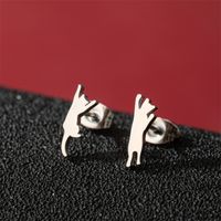 1 Pair Cute Basic Sweet Animal Cat Polishing Plating 304 Stainless Steel 18K Gold Plated Ear Studs main image 9