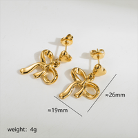 304 Stainless Steel 18K Gold Plated IG Style Sweet Artistic Polishing Butterfly Bow Knot Rings Earrings Necklace sku image 56