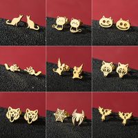 1 Pair Cute Modern Style Sweet Cat Tiger Spider Polishing Plating 304 Stainless Steel 18K Gold Plated Ear Studs main image 1