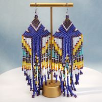 1 Pair Simple Style Classic Style Color Block Beaded Alloy Seed Bead Drop Earrings sku image 3