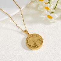 304 Stainless Steel 18K Gold Plated Simple Style Zircon Human Round Pendant Necklace main image 4