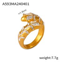 Lässig Einfacher Stil Einfarbig Titan Stahl 18 Karat Vergoldet Strasssteine Ringe In Masse sku image 7