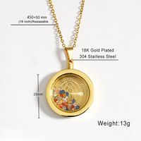 304 Stainless Steel 18K Gold Plated Simple Style Zircon Human Round Pendant Necklace main image 2