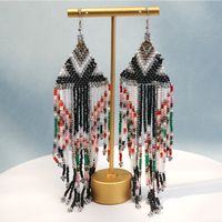 1 Pair Simple Style Classic Style Color Block Beaded Alloy Seed Bead Drop Earrings sku image 4