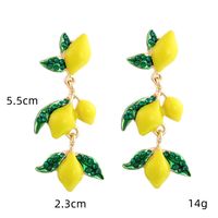 1 Pair Casual Cute Lemon Enamel Alloy Rhinestones Drop Earrings main image 2