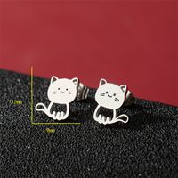 1 Pair Cute Modern Style Sweet Cat Tiger Spider Polishing Plating 304 Stainless Steel 18K Gold Plated Ear Studs sku image 2