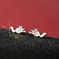 1 Pair Cute Modern Style Sweet Cat Tiger Spider Polishing Plating 304 Stainless Steel 18K Gold Plated Ear Studs sku image 4