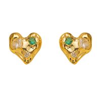 1 Pair Vacation Simple Style Flower Plating Inlay Copper Zircon 18K Gold Plated Ear Studs main image 5