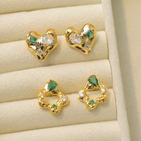 1 Pair Vacation Simple Style Flower Plating Inlay Copper Zircon 18K Gold Plated Ear Studs main image 1