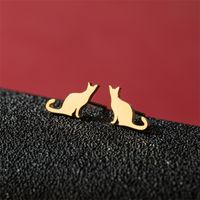 1 Pair Cute Modern Style Sweet Cat Tiger Spider Polishing Plating 304 Stainless Steel 18K Gold Plated Ear Studs sku image 10
