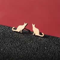 1 Pair Cute Modern Style Sweet Cat Tiger Spider Polishing Plating 304 Stainless Steel 18K Gold Plated Ear Studs sku image 11