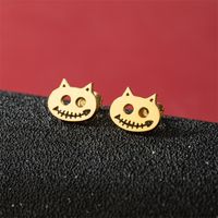 1 Pair Cute Modern Style Sweet Cat Tiger Spider Polishing Plating 304 Stainless Steel 18K Gold Plated Ear Studs sku image 16