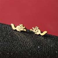 1 Pair Cute Modern Style Sweet Cat Tiger Spider Polishing Plating 304 Stainless Steel 18K Gold Plated Ear Studs sku image 19