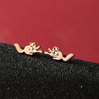 1 Pair Cute Modern Style Sweet Cat Tiger Spider Polishing Plating 304 Stainless Steel 18K Gold Plated Ear Studs sku image 20