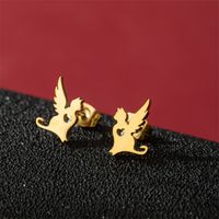 1 Pair Cute Modern Style Sweet Cat Tiger Spider Polishing Plating 304 Stainless Steel 18K Gold Plated Ear Studs sku image 22