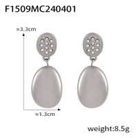 1 Pair Casual Simple Style Round Oval Plating Inlay Titanium Steel Rhinestones 18K Gold Plated Drop Earrings main image 10