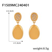 1 Pair Casual Simple Style Round Oval Plating Inlay Titanium Steel Rhinestones 18K Gold Plated Drop Earrings sku image 2