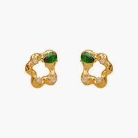 1 Pair Vacation Simple Style Flower Plating Inlay Copper Zircon 18K Gold Plated Ear Studs main image 4