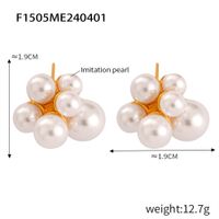 1 Pair Elegant Simple Style Solid Color Plating Inlay Artificial Pearl Brass Artificial Pearls 18K Gold Plated Ear Studs main image 9