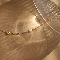 Acero Inoxidable 304 Chapados en oro de 18k Estilo Simple Embutido Color Sólido Perlas De Agua Dulce Perla Collar main image 2