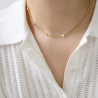 304 Stainless Steel 18K Gold Plated Simple Style Inlay Solid Color Freshwater Pearl Pearl Necklace main image 5