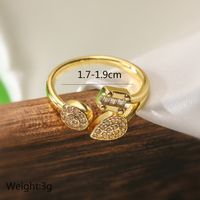 Copper 18K Gold Plated IG Style Retro Exaggerated Plating Inlay Geometric Star Zircon Open Rings main image 2
