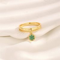 Copper 18K Gold Plated Simple Style Plating Inlay Solid Color Zircon Rings sku image 5