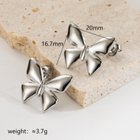 304 Stainless Steel 18K Gold Plated IG Style Sweet Artistic Polishing Butterfly Bow Knot Rings Earrings Necklace sku image 31