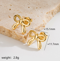 304 Stainless Steel 18K Gold Plated IG Style Sweet Artistic Polishing Butterfly Bow Knot Rings Earrings Necklace sku image 23
