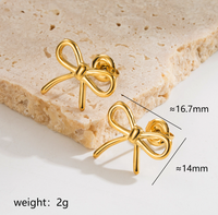 304 Stainless Steel 18K Gold Plated IG Style Sweet Artistic Polishing Butterfly Bow Knot Rings Earrings Necklace sku image 21