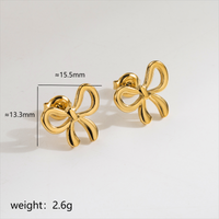 304 Stainless Steel 18K Gold Plated IG Style Sweet Artistic Polishing Butterfly Bow Knot Rings Earrings Necklace sku image 20