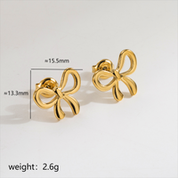 Acero Inoxidable 304 Chapados en oro de 18k Estilo IG Dulce Artístico Pulido Mariposa Nudo De Lazo Anillos Aretes Collar sku image 22