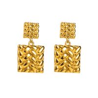 1 Pair Casual Simple Style Square Solid Color Plating 304 Stainless Steel 14K Gold Plated Drop Earrings main image 4