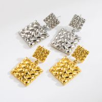 1 Pair Casual Simple Style Square Solid Color Plating 304 Stainless Steel 14K Gold Plated Drop Earrings main image 1