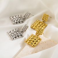 1 Pair Casual Simple Style Square Solid Color Plating 304 Stainless Steel 14K Gold Plated Drop Earrings main image 3