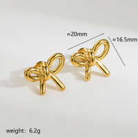 304 Stainless Steel 18K Gold Plated IG Style Sweet Artistic Polishing Butterfly Bow Knot Rings Earrings Necklace sku image 55