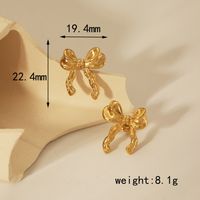 Acero Inoxidable 304 Chapados en oro de 18k Estilo IG Dulce Artístico Pulido Mariposa Nudo De Lazo Anillos Aretes Collar sku image 58