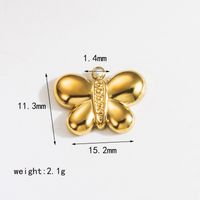 304 Stainless Steel 18K Gold Plated IG Style Sweet Artistic Polishing Butterfly Bow Knot Rings Earrings Necklace sku image 2