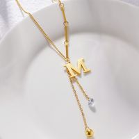 Titanium Steel 18K Gold Plated Basic Modern Style Classic Style Plating Inlay Letter Zircon Pendant Necklace main image 3