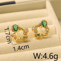 1 Pair Vacation Simple Style Flower Plating Inlay Copper Zircon 18K Gold Plated Ear Studs main image 3