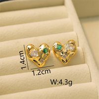 1 Pair Vacation Simple Style Flower Plating Inlay Copper Zircon 18K Gold Plated Ear Studs main image 2