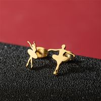 1 Pair Basic Modern Style Classic Style Human Penguin Notes Polishing Plating 304 Stainless Steel 18K Gold Plated Ear Studs sku image 34