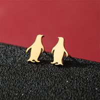 1 Pair Basic Modern Style Classic Style Human Penguin Notes Polishing Plating 304 Stainless Steel 18K Gold Plated Ear Studs sku image 16