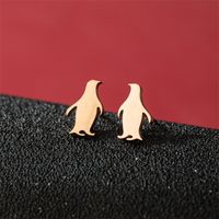 1 Pair Basic Modern Style Classic Style Human Penguin Notes Polishing Plating 304 Stainless Steel 18K Gold Plated Ear Studs sku image 17