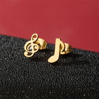 1 Pair Basic Modern Style Classic Style Human Penguin Notes Polishing Plating 304 Stainless Steel 18K Gold Plated Ear Studs sku image 25