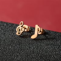 1 Pair Basic Modern Style Classic Style Human Penguin Notes Polishing Plating 304 Stainless Steel 18K Gold Plated Ear Studs sku image 26