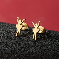 1 Pair Basic Modern Style Classic Style Human Penguin Notes Polishing Plating 304 Stainless Steel 18K Gold Plated Ear Studs sku image 28