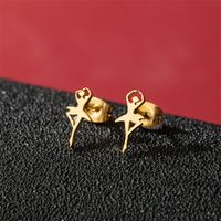 1 Pair Basic Modern Style Classic Style Human Penguin Notes Polishing Plating 304 Stainless Steel 18K Gold Plated Ear Studs sku image 31