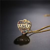 Wholesale Casual Simple Style Letter Copper Inlay 14K Gold Plated Rhinestones Pendant Necklace main image 2