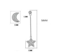 1 Pair IG Style Shiny Star Moon Asymmetrical Inlay Copper Zircon Drop Earrings Ear Studs main image 2